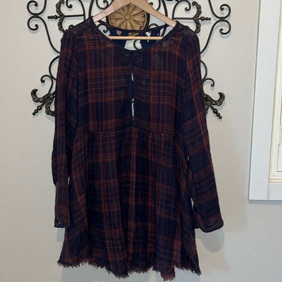 Free People Dresses & Skirts - FREE PEOPLE "SWING ME BABY" PLAID TUNIC DRESS SIZE LARGE
